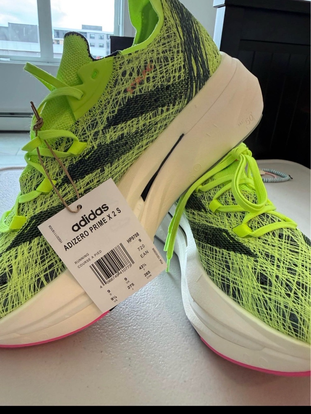 adidas Neon Yellow and Black Adizero Prime X 2 S Racing Shoes